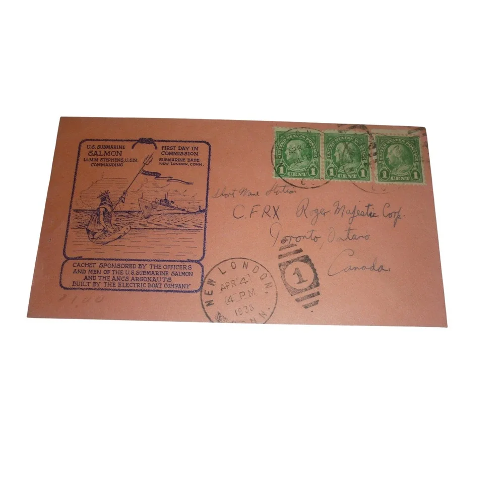 1938‎ US Submarine Salmon SS-182 First Day Commission Naval Cover New London CT
